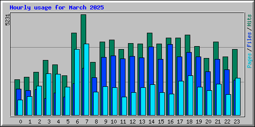 Hourly usage for March 2025